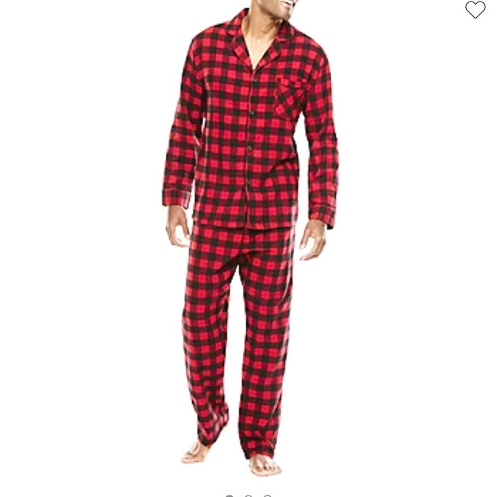 Wondershop Pajama Set Buffalo Plaid Flannel, Mens Large Red Black